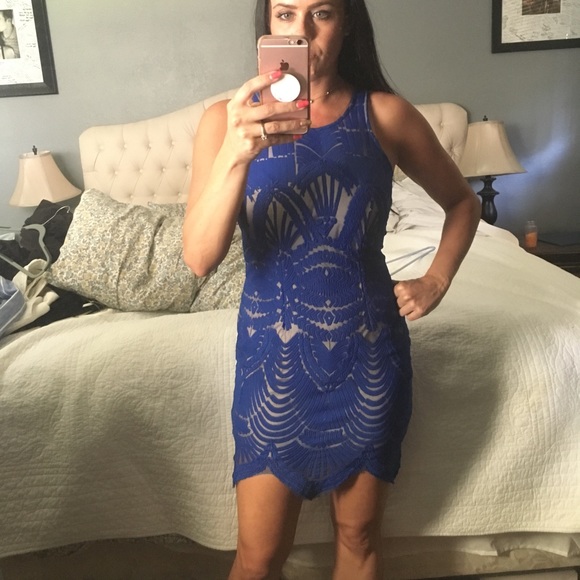 Vici Collection Cobalt Blue Majestic Lace Dress - Picture 5 of 6